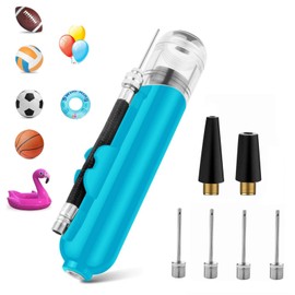 ZYHSLZ Bomba para Inflar Balones, Bomba de Pelota, Bomba de Mano Portátil, Inflador Manual con 4 Agujas de Repuesto y Adaptador, para Fútbol, Baloncesto, Pilates, Voleibol, Balonmano, Globo (Azul)