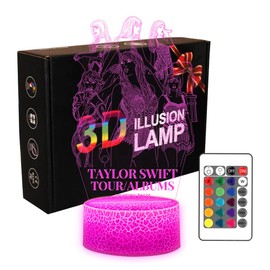 Atimomiao Music Girls Singer 3D Night Light 16 Colors Changing Remote Cracked Base Control Taylor Girly Figure Illusion Led Lamp for Fans/Girls/Boys/Kids/Gifts for Christmas Birthday
