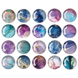 Pack of 20 Fridge Magnets with Marble Pattern, Decorative Fridge Magnets, Crystal Glass Fridge Magnets, Decorative Glass Cabochons, Colourful 3D Magnets for Fridge, Suitable for Whiteboard
