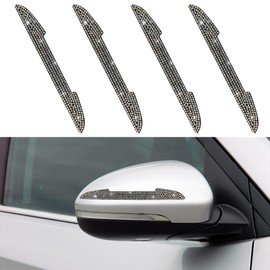 4PCS Bling Car Door Handle Scratch Protective Stickers, Rhinestone Anti-Collision Car Exterior Decoration Strip, Auto Side Rearview Mirror Edge Safety Guard, Universal Vehicle Accessory (Colorful)