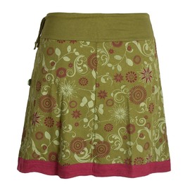 Vishes Women's Floral Skirt, Alternative Clothing, Layered Look, with Mandala and Ethnic Print - olive Floral, size: 38