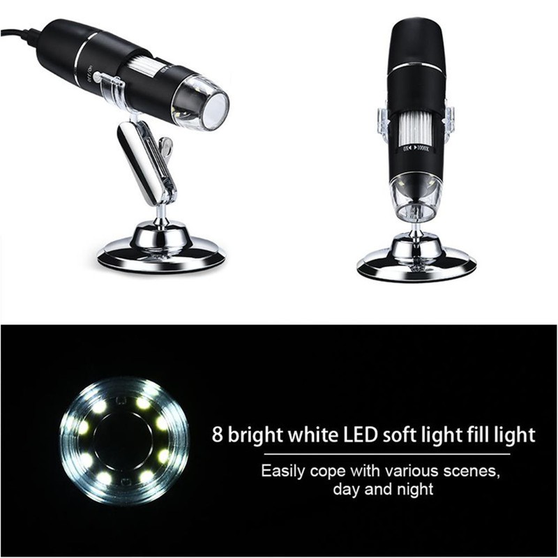 Wireless Digital Microscope 0 to 1000X 8 LED Lights Portable