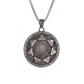 YILUOCD Vintage Seven Archangels Pendant Necklace for Men Seal of The 7 Archangels Pendant Spiritual Talisman Protection Amulet Healing Jewelry