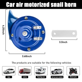 Sylvil 300DB Super Loud Car Horn, 12V Waterproof Durable Auto Air Electric Snail Horn, Vehicle Air Horn Replacement for Motorcycle, Truck, Bike, Boat, Universal Car Accessories (Blue)