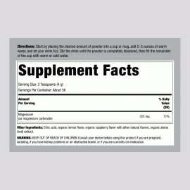 Natural Vitality Calm Citrato de Magnesio en Polvo sabor Frambuesa-limon, 20 Oz (567g)