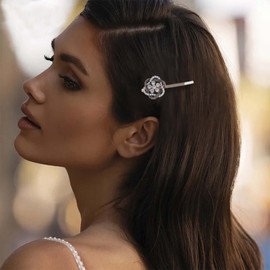 Cimenexe Bohemian Crystal Flower Hair Clip Rhinestone Hair Pin Clips Gold Pearl Hair Pins Pearl Flower Bobby Pins Barrettes Paved Cz Hair Barrette Bridal Headwear Wedding Hair Accessories Jewelry