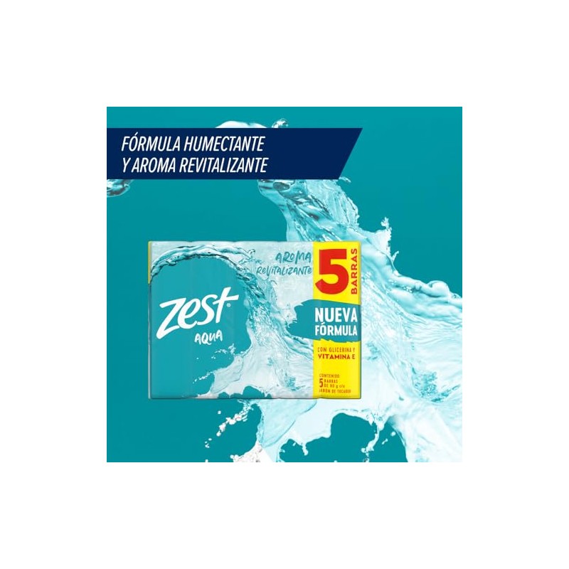Zest Pack de 5 Jabones en Barra Aqua, 5 x
