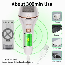 Electric Foot Callus Remover- Long Service Time, Rechargeable Electronic Foot File- Ideal Gift, Professional Pedicure Tools, Waterproof Foot Scrubber, Pedicure Kit Feet Care for Dead Skin (White)