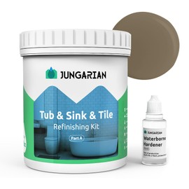 Jungarian Tub and Tile Refinishing Kit 35oz, Low Odor Countertop Paint, Shower Sink Paint for Bathroom Kitchen, 50-55sq.ft Semi-Gloss Brown