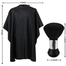 Borogo Professional Hair Cutting Cape with Neck Duster Brush, Salon Barber Cape, Hairdressing Accessories (Black)