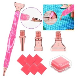 Diamond Art Tools Diamond Painting Accessories Kits with Screw Metal Tip Diamond Painting Pen Drill Bead Dot Pens for Art Craft Nail No Longer Loose (Pink Pen Rose Gold 3)