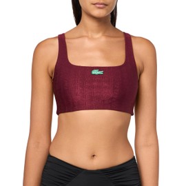 Lacoste X Bandier Women's Monogram Print Sports Bra, Bordeaux, X-Small