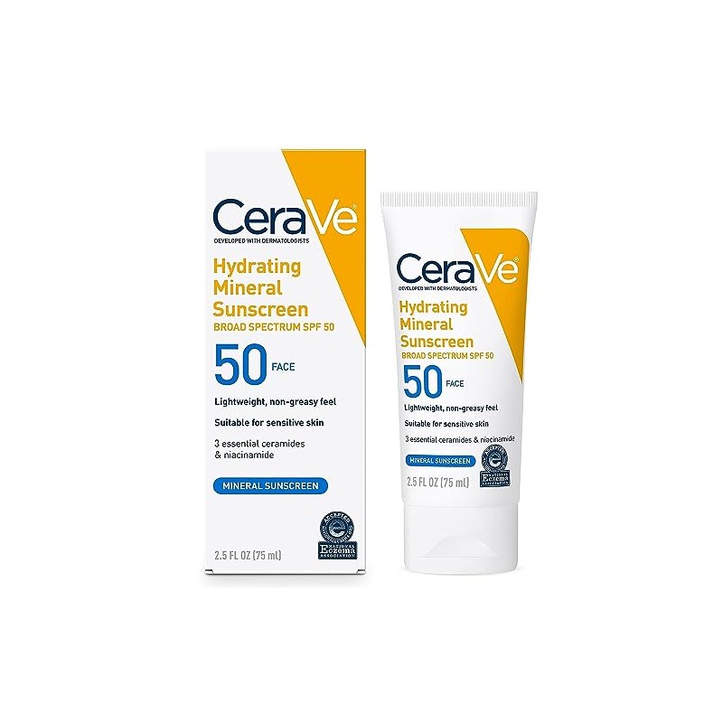 Cerave Sunscreen Face Spf Ounce Hydrating 100 Mineral Fragrance Free