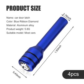 Merdege Pack of 4 Car Door Lock Knob, Bling Diamond Pull Pin Decoration Modification Accessories, Universal for Cars (Blue)