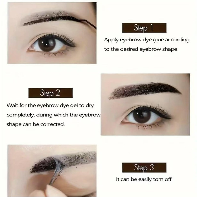 2Pcs Peel Off Eyebrow Tint Gel, Semi-Permanent Color Brow Dye,
