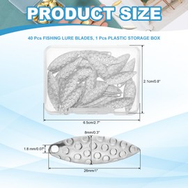 PATIKIL Fishing Lure Blades, 40 Pack 1" x 0.3" Round Fishing Spinner Baits Willowleaf Lure Spinner Making Part with Plastic Storage Box for Bait Accessories, Silver Tone