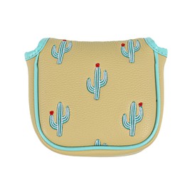 Golf Club Headcover - Premium Leather Embroidery for Mallet & Blade Putters, Stylish Golf Accessories, Perfect Golf Gifts for Men, Durable Club Protection (Desert Cactus, Mallet)