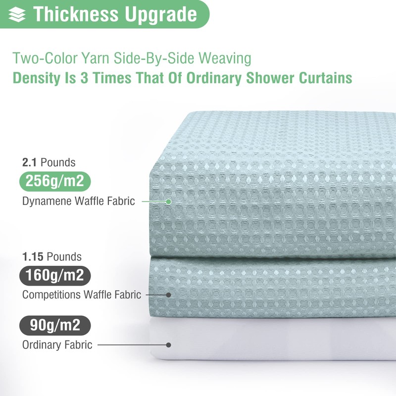 Dynamene Extra Long Shower Curtain - 96 Inch Long Waffle