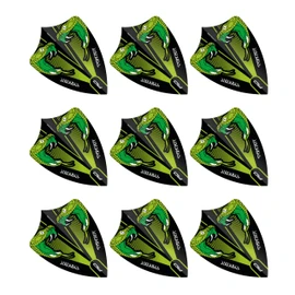 RED DRAGON Hardcore Peter Wright Snakebite Green Clear Freestyle Dart Flights - 3 Sets Per Pack (Total 9 Dart Flights)