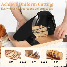 【Upgraded】Manual Bread Slicer for Homemade Sourdough Bread,Metal Guide & Adjustable Thickness, Hand Crank Bread Slicer with Scale Line and Suction Cup, Sharp Blade, Suitable for Sourdough Bread, Etc