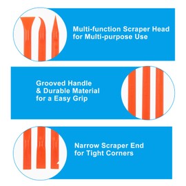 Hitefu 9 Pcs Plastic Scraper Tool, Scratch Free Crevice Cleaning Tool for Tight Space, Multi-purpose Scraper for Remove Stickers, Labels, Dirts, Stains (Orange)