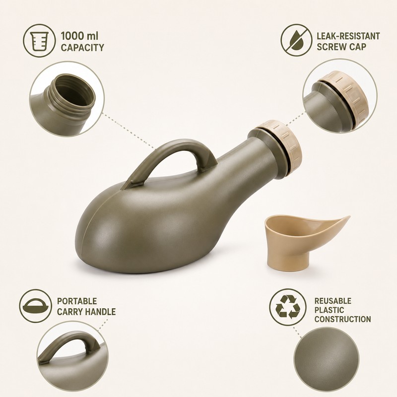 1000ml Portable Urinal Bottle – Reusable Unisex Travel and Camping