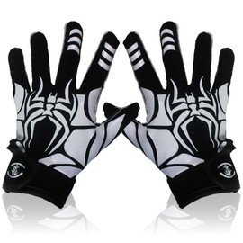 WATSAVPUP Kids Football Gloves Youth Silicone Grip Receiver Gloves with Super Stick Ability for Enhanced Game Experience for Beginners Youth Boys(Spider White,5.5-6inch)