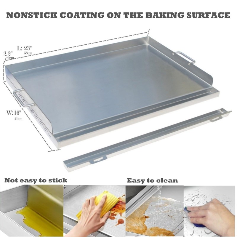 Stainless Steel Seasoning Cooking Griddle, Flat Top Plate Insert with