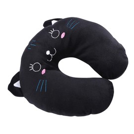 Travel Pillow U-Shaped Elasticity Travel Pillow, Neck Pillow Car Seat For Traveling, Headrest Airplane Pillow, Cute Animal Airplane pillow, Soft Memory Foam Neck Pillow for Adults, Children(Black cat)