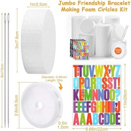 36Pcs Craft Foam Circles with Stickers, Elastic String and Needle, 3 Inch Round Foam Circles for Friendship Bracelet, Birthday Party, Christmas Decoration DIY Projects