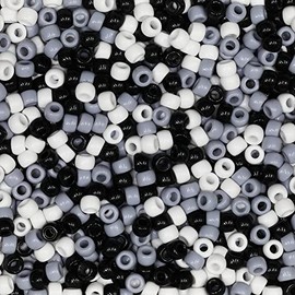 Tibaoffy Crafts Black White Gray Mix Beads 6x9mm,Pony Beads Total About 1000pcs