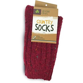 Grange Craft 100% Irish Wool Socks for Women and Men, Quality Irish Wool Socks (Medium, Crimson Red)