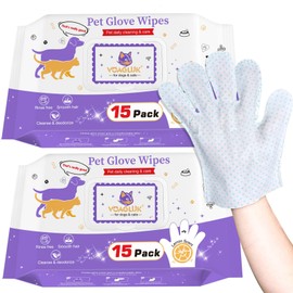VoagLuk 30 PCS Dog Wipes Extra Thick Pet Cleaning and Deodorizing Bath Wipes for Dogs & Cats Rinse Free Grooming Gloves with Bump Embossing for Paws, Butt, Face and Fur