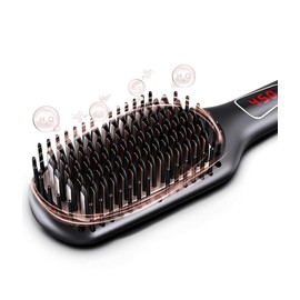 MEGAWISE Pro Ceramic Ionic Hair Straightener Brush for Home Salon | MCH Fast 20s Heating Tech w/ Auto-Off Safety | Anti-Scald with Universal Dual Voltage | Rotatable Power Cord | Straightening Comb Styling Shaper Hairbrush Lightweight Hairstyle Handy Gir