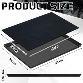 Uiifan 35 x 22 Inch Oil Drip Pan Compatible with 1, 250 lb Rotating Engine Stand Oil Drip Tray with Square No Splatter Pad Plastic Oil Drain Pan for Car Automotive Transmission Garage Driveway, Black