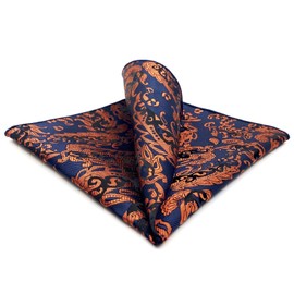S&W SHLAX&WING Orange Blue Pocket Square for Men Fashion Large Handkerchief