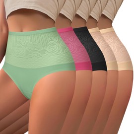 DAFANY Womens Underwear Cotton Lace Openwork Embroidery Panties Breathable High Waist Full Coverage Hipster Stretch Briefs