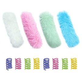 YSJCHEBS 4 Stück Mint-Plüschstreifen, 8 Stück Federn, Interaktives Katzenspielzeug, Katzenminze-Spielzeug, Geeignet Für Interaktives Spielzeug Im Innenbereich, Heimtierbedarf