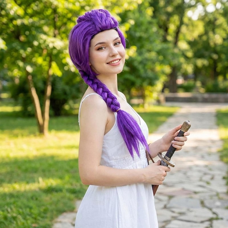 Rumi Wig, Rumi Hair Braid, Purple Cosplay Wig for Anime