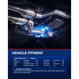 KAX 16595 Catalytic Converter Fit for 2009-2013 A4 Quattro/A4 2.0L Sedan/Wagon，2011-2014 Q5 2.0L，2010-2011 A5 Quattro/A5 2.0L, Stainless Steel High Performance 1pc (EPA Compliant)