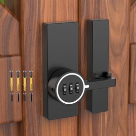 MeBantoo 180 Degree Adhesive Barn Door Latch, Cabinet Locks with Combination, Keyless Sliding Flip Latch Door Lock with Glue and Screws for Barn, Closet, Shed, Storage (Luminous-1pc)