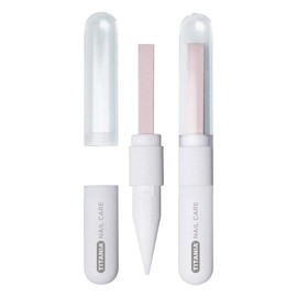 TITANIA Ceramic Nail File, Double-Sided, Coarse Plus Fine, with Additional Nail Cleaner, Protective Caps, on Blister Card, 1 Pack (1 x 27 g)