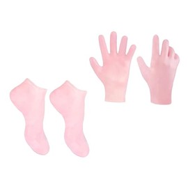 Calcetines y Guantes Hidratantes Para Pies y Manos Secos Set Calcetines Exfoliantes y Guantes De Spa Cuidado De Agrietada Color Rosa                  