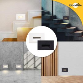 Goodlite G-20025 Horizontal LED Indoor Outdoor Step, 5w 200lm, 120v, Stair Light, Finish, Wet Location, Dimmable, Cool White 4100k
