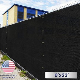 Windscreen4less Privacy Fence Screen Heavy Duty Windscreen Fencing Mesh Fabric Shade Net Cover with Brass Grommtes for Outdoor Wall Garden Yard Pool Deck, 6'x23' Black