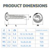 HAISHANG Pack of 50 Self-Tapping Screws M4 x 18 mm,