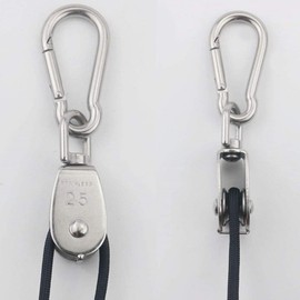 Set of 4 Pulley Set Included, 2 x M25 Pulley & 2 x Carabiner M6, Pulley for Ropes, Stainless Steel Pulley, Load Capacity 150 kg for Sun Sail, Stainless Steel Pulley