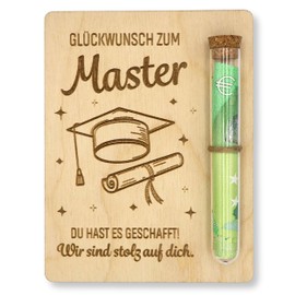 ZUKLA Packaging for Money Gifts Master Graduation Gift 2026-13 x 10 cm - with Test Tube - Wood - Sponsion Gift