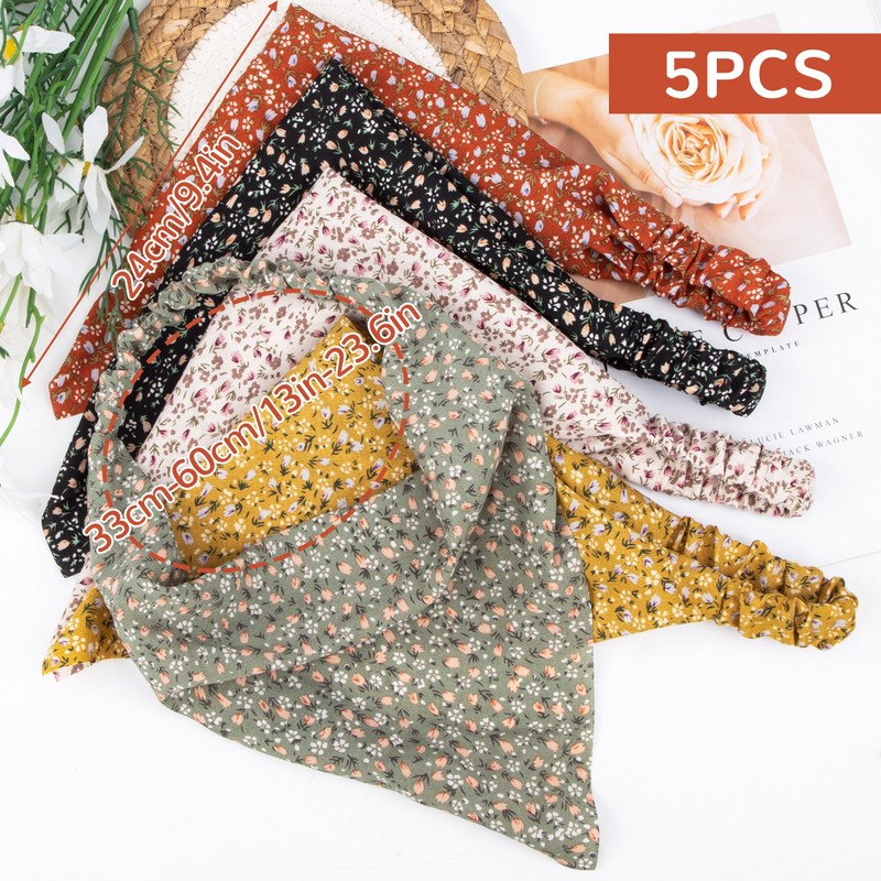 Women's Headbands Triangle Headscarves Elastic Hair Scarf Boho Chiffon Turban