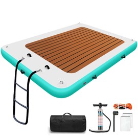 WUHUWOO Inflatable Floating Dock 6.6 * 5FT Platform for Lake Sea Swimming Pool Water Boat Raft Island Floats with Storage Bag